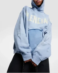 Hoodie Tape Type aus Baumwollfleece Blau