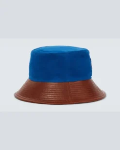 Hut aus Baumwolle und Leder Blau