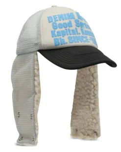 Hut aus Faux Shearling mit Logo-Print - Nude