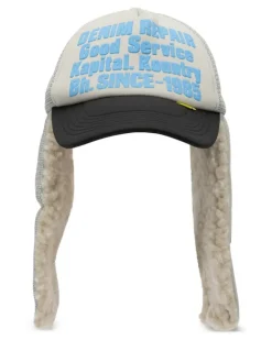 Hut aus Faux Shearling mit Logo-Print - Nude