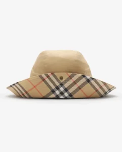 Hut aus Gabardine mit Check-Krempe , Size Beige-Beige