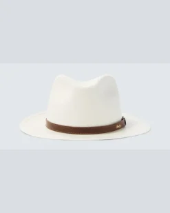 Hut Country aus Stroh mit Leder Weiß