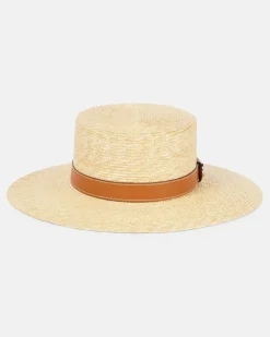 Hut GG aus Stroh mit Leder Beige