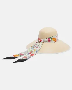 Hut Gucci Flora mit Seiden-Twill Beige