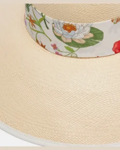 Hut Gucci Flora mit Seiden-Twill Beige