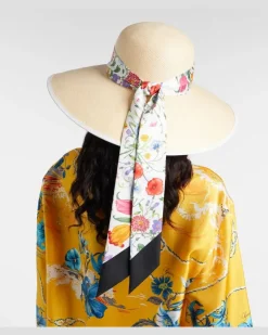 Hut Gucci Flora mit Seiden-Twill Beige