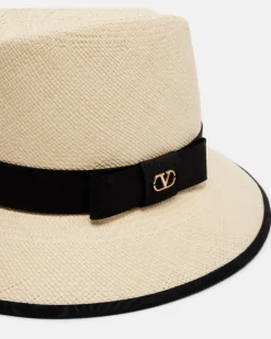 Hut VLogo aus Stroh Beige