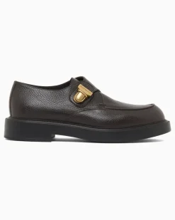 Icon Chunky Monkstrap aus genarbtem Leder Braun