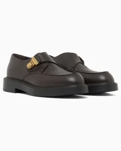 Icon Chunky Monkstrap aus genarbtem Leder Braun