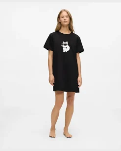 Ikon Nachthemd Mit Strass, Damen, Schwarz, Größe