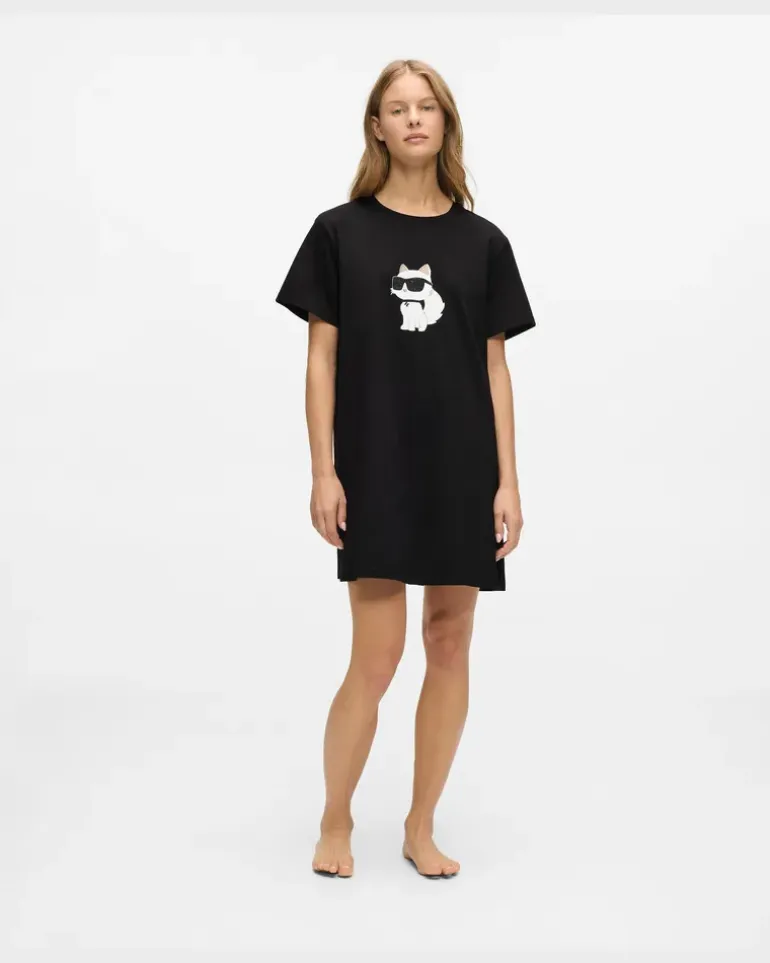 Ikon Nachthemd Mit Strass, Damen, Schwarz, Größe