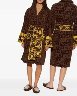 I Love Baroque Morgenmantel mit Logo-Print - Braun