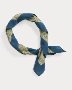 Indigo-Baumwollbandana mit Logo Blue