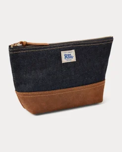 Indigo-Denim-Pochette mit Wildleder Blue