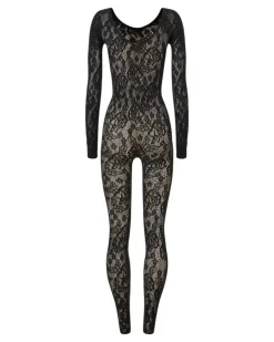 Infinite Rose Jumpsuit mit Blumenspitze - Schwarz