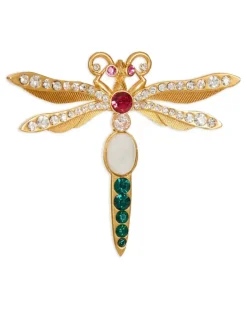Insect Brosche aus Messing und Kristall - Gold