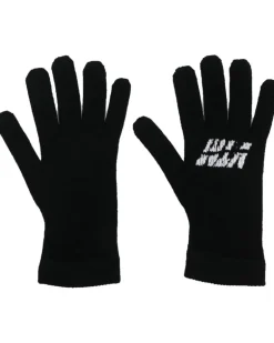 Intarsien-Handschuhe mit Logo - Schwarz