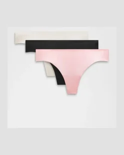 InvisiWear String mit mittelhohem Bund 3er-Pack für Frauen – Größe in Black/Light Ivory/Pink Pearl