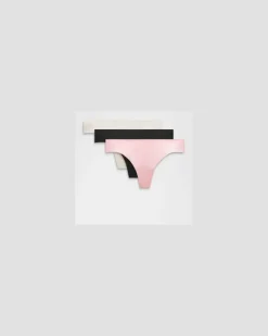 InvisiWear String mit mittelhohem Bund 3er-Pack für Frauen – Größe in Black/Light Ivory/Pink Pearl