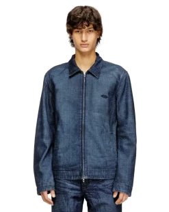 Jacke aus Prince-of-Wales-Denim - Denim jacken - Herren - Blau