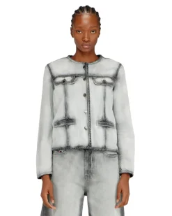 Jacke aus weichem Skeleton-Denim - Denim jacken - Damen - Grau