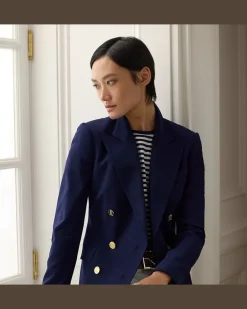 Jacke Camden aus Wollcrêpe Blue