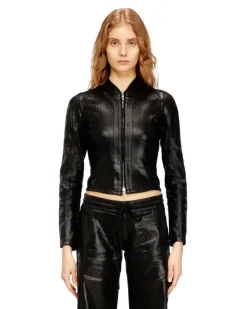 Jacke in verkürzter Länge aus glänzend beschichteten JoggJeans. - Oberteile - Damen - Schwarz