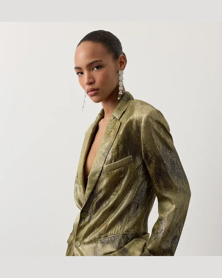 Jacke Marcy aus Metallic-Jacquard Green