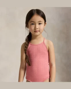 Jacquard-Badeanzug mit Mini-Zopfmuster Pink