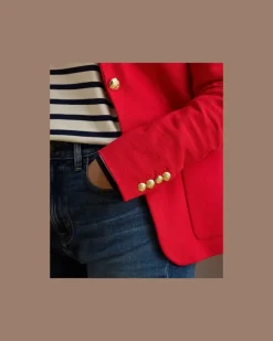 Jacquardblazer mit Bouillonstickerei Red