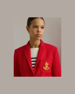 Jacquardblazer mit Bouillonstickerei Red