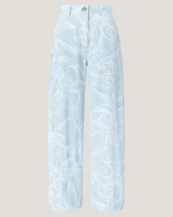 Jacquard orchid denim trousers Blue