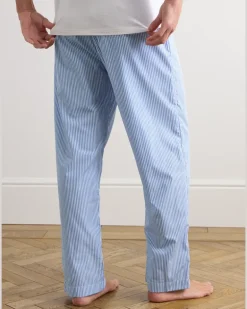 James Cotton-Poplin Pyjama Trousers Blue