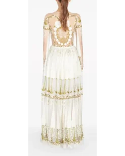 Jardin d'Eden Tüllkleid mit Stickerei - Nude