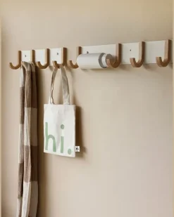 Jay Rack 4 Eichenholz-Wandhakenregal (43cm) - Weiß