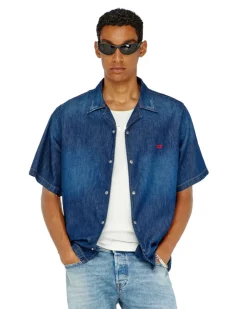 Jeanshemd mit kurzen Ärmeln - Denimhemden - Herren - Blau