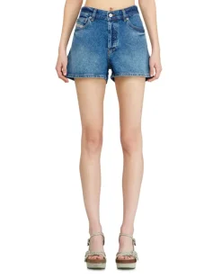 Jeansshorts aus getragenem Denim - Kurze Hosen - Damen - Blau