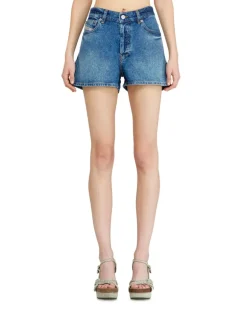 Jeansshorts aus getragenem Denim - Kurze Hosen - Damen - Blau