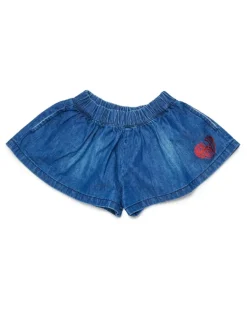 Jeansshorts mit Herzmuster - Kurze Hosen - Damen - Blau
