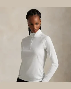 Jerseypullover mit Viertelreißverschluss White