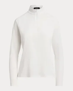 Jerseypullover mit Viertelreißverschluss White