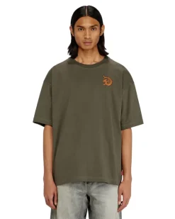 Jersey-T-Shirt mit Flockprint - T-Shirts - Herren - Grün