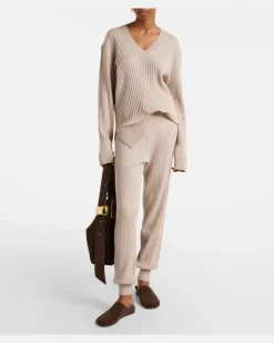 Jogginghose aus Baumwolle und Kaschmir Beige