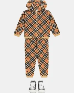 Jogginghose Burberry Check aus Fleece Beige