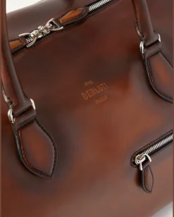 Jour Off Scritto Venezia Leather Duffle Bag Brown