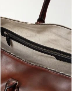 Jour Off Scritto Venezia Leather Duffle Bag Brown