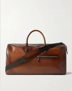 Jour Off Scritto Venezia Leather Duffle Bag Brown