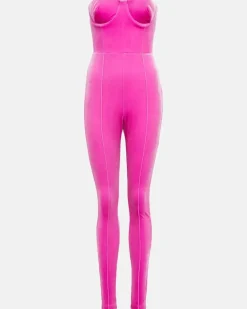 Jumpsuit aus Samt Rosa