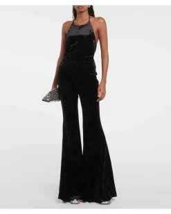 Jumpsuit aus Samt Schwarz