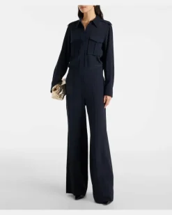 Jumpsuit aus Satin Blau